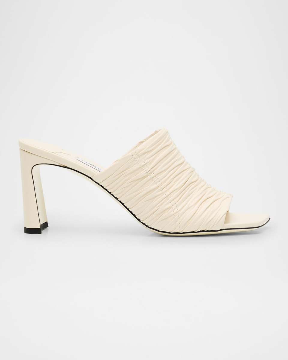 Lua Ruched Leather Stiletto Mules